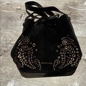 Michael Kors Black Shoulder Bag with Gold Studs